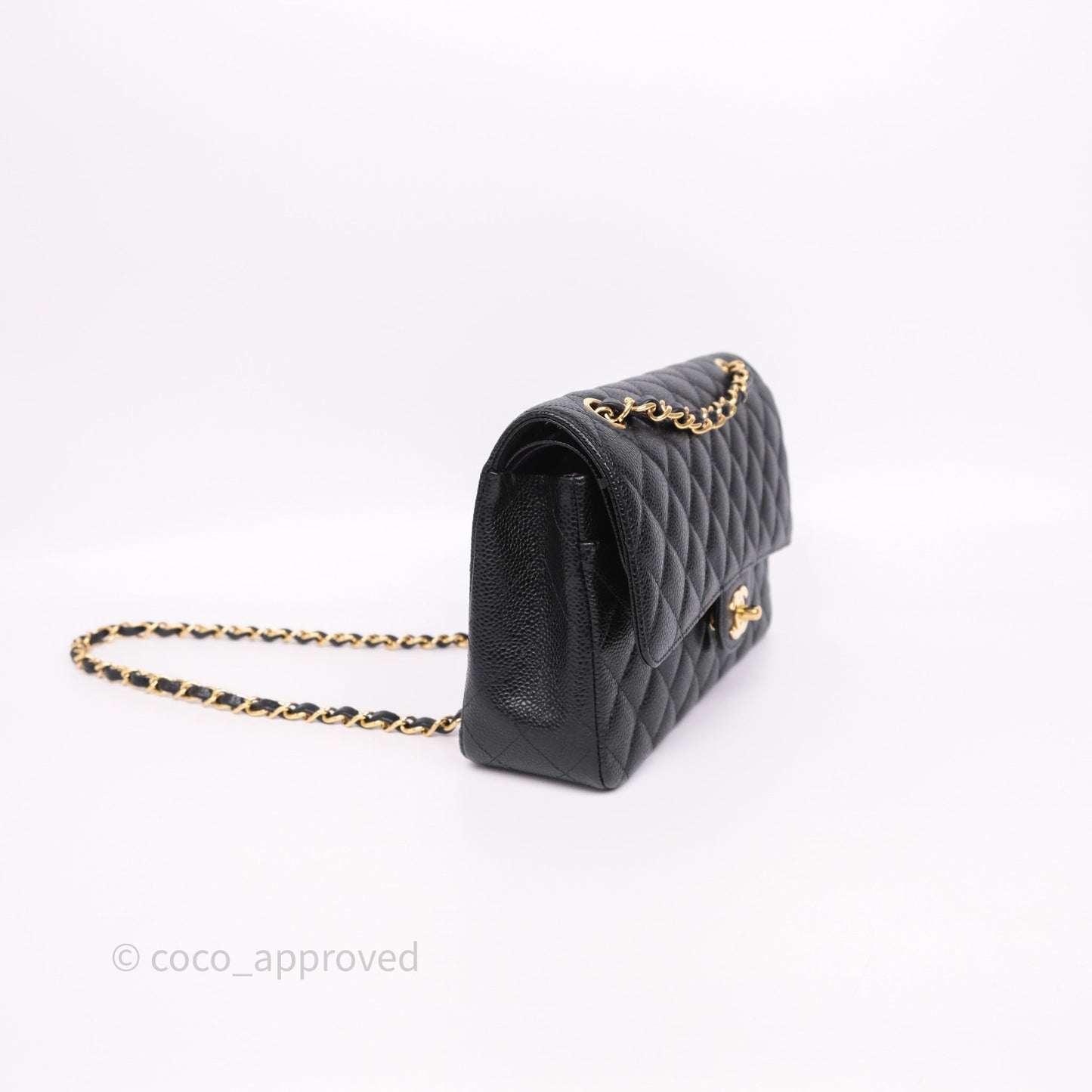 Chanel Classic M/L Medium Flap Quilted Black Caviar Gold Hardware