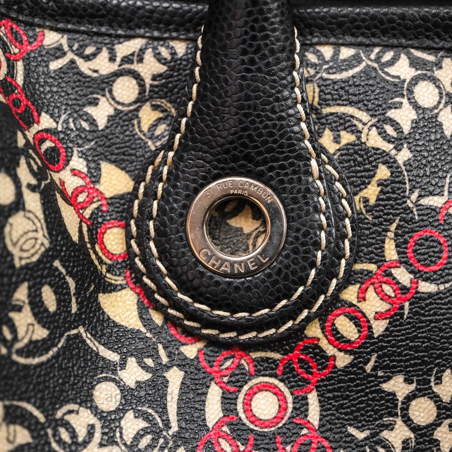 Chanel CC Print Logo Tote Bag Black