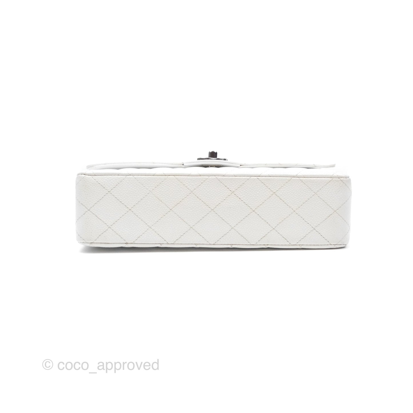 Chanel Classic M/L Medium Double Flap White Caviar Silver Hardware