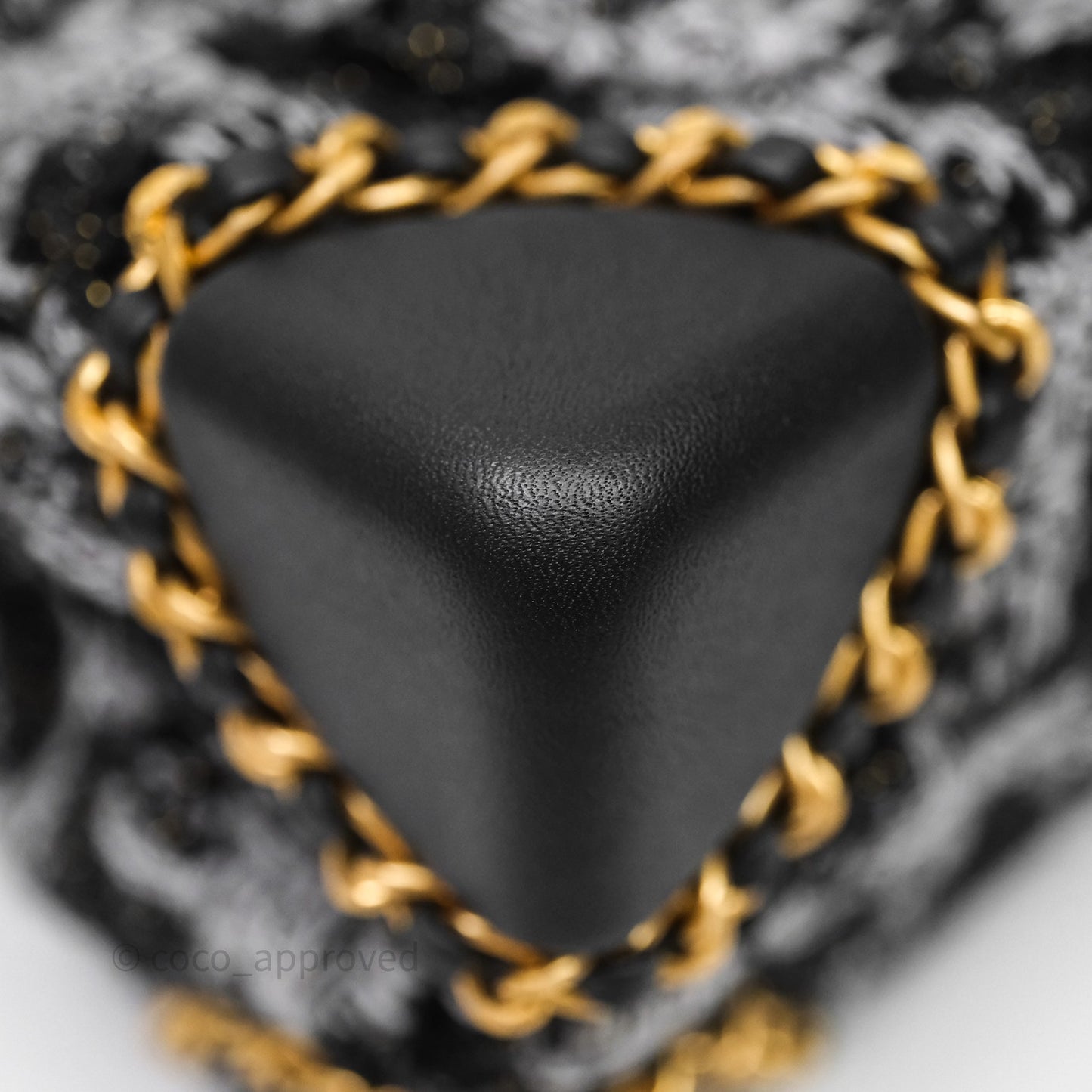 Chanel Mini Flag Bag Black & Grey Tweed Aged Gold Hardware