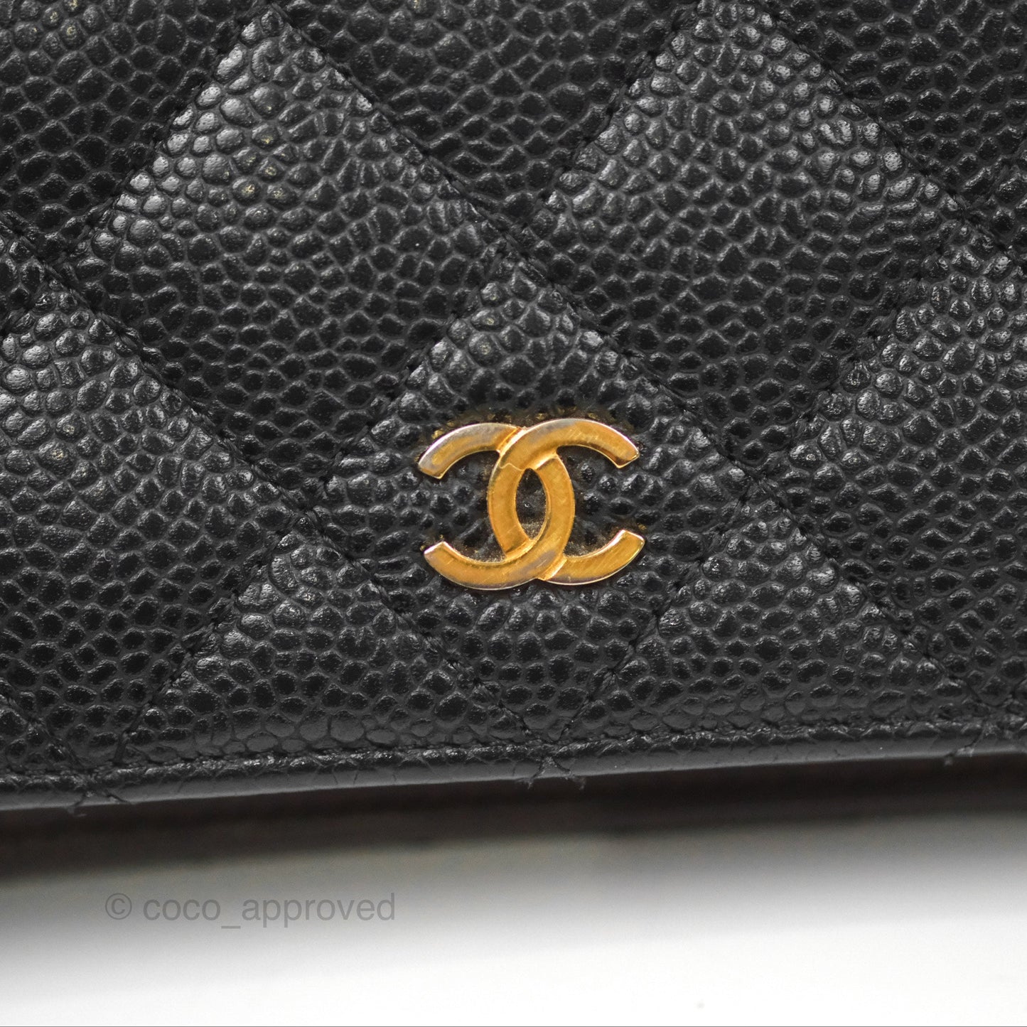 Chanel Classic Quilted Long Wallet Black Caviar Gold Hardware