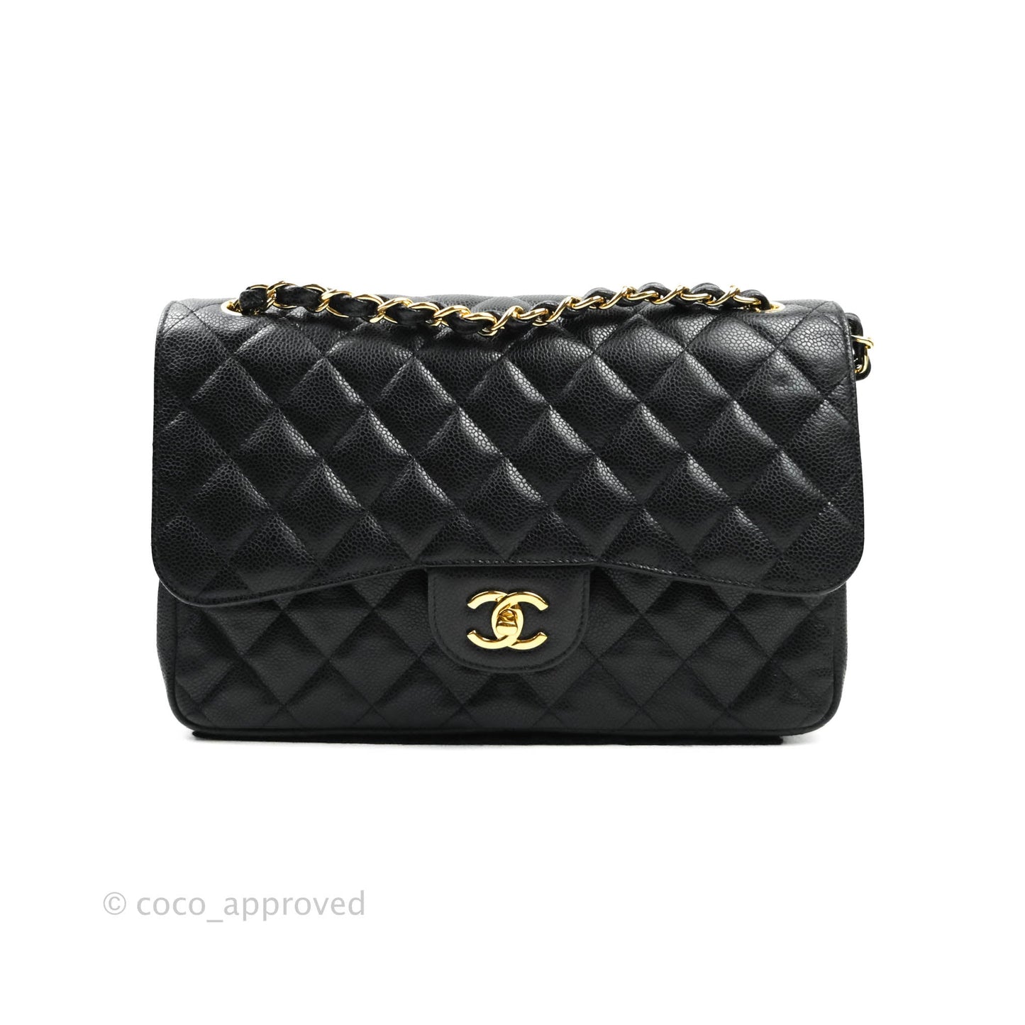 Chanel Jumbo Double Flap Black Caviar Gold Hardware⁣⁣