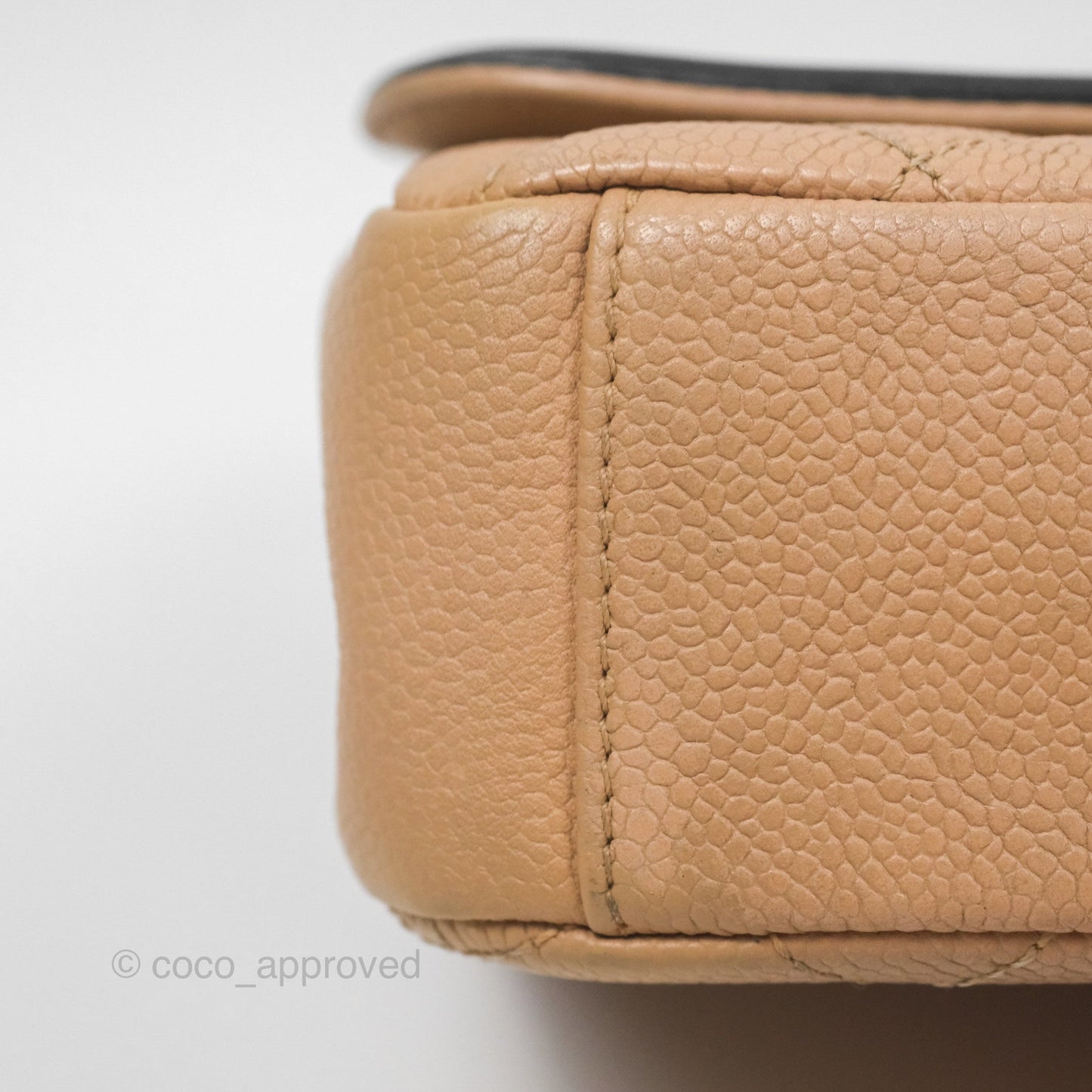 Chanel Small CC Filigree Flap Quilted Beige Black Caviar