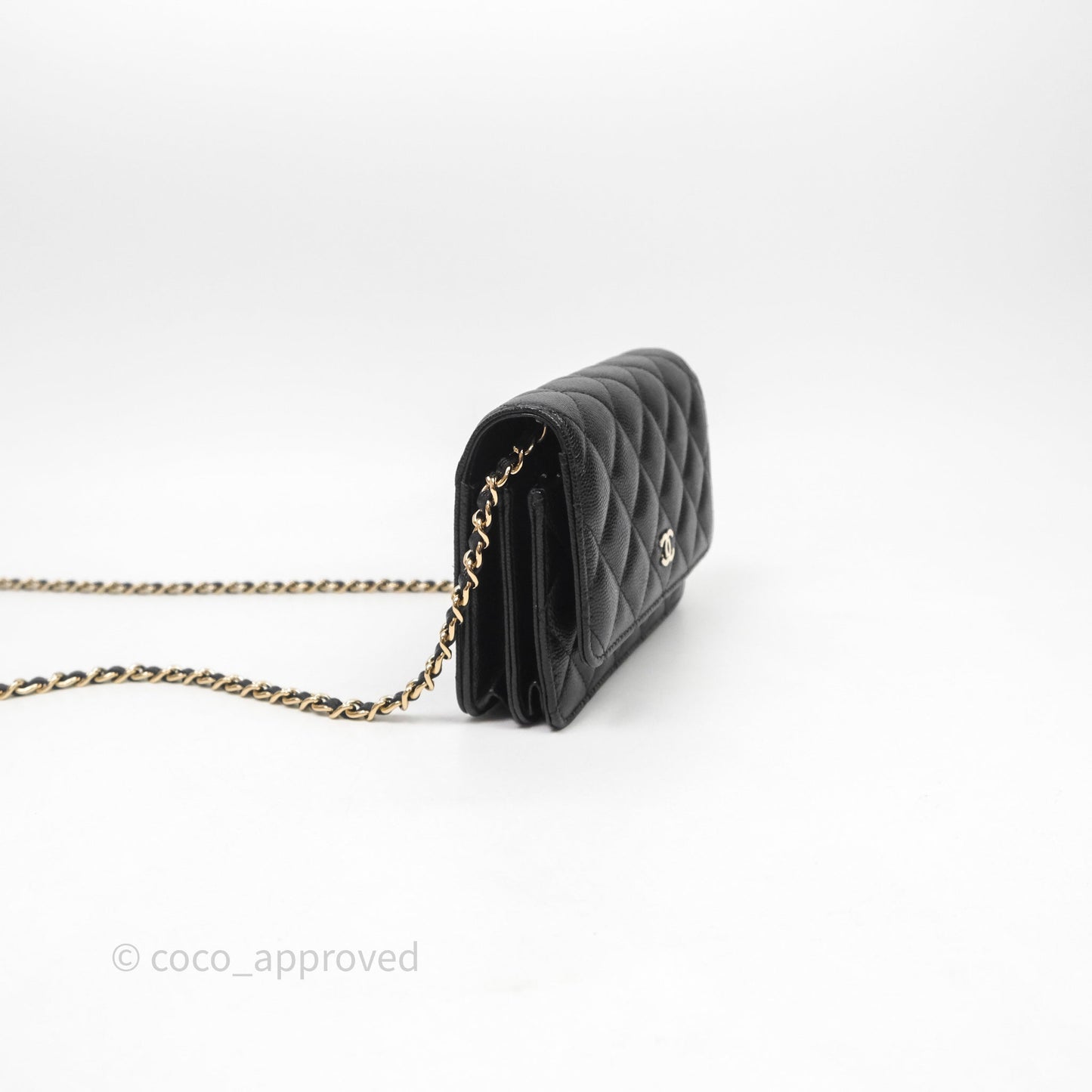 Chanel Quilted Mini Wallet on Chain WOC Black Caviar Gold Hardware
