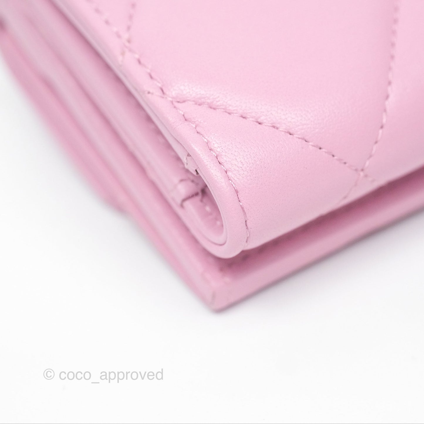 Chanel 19 Short Trifold Wallet Pink Lambskin Silver Hardware