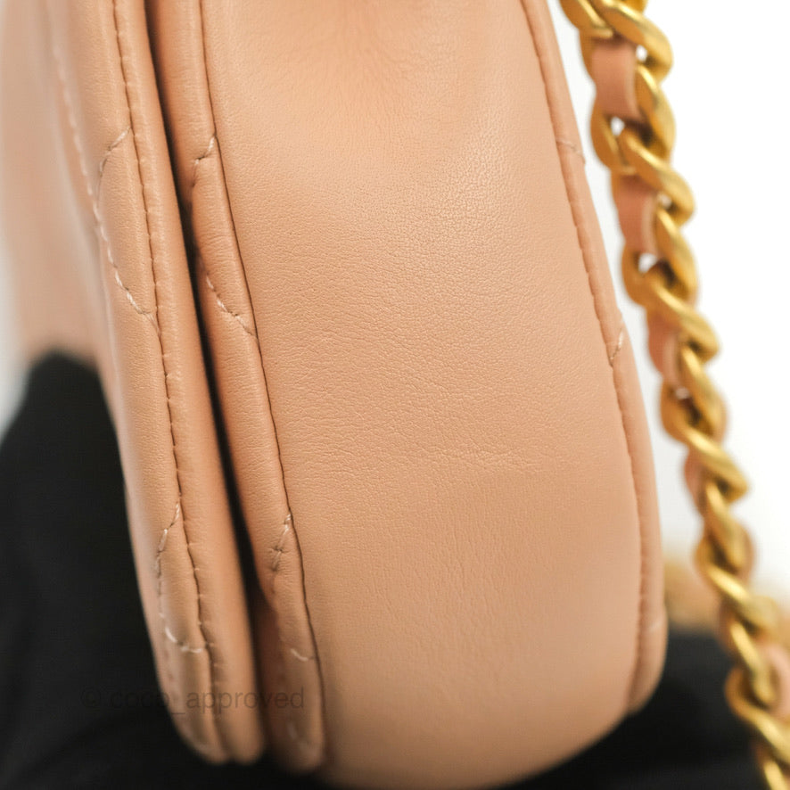Chanel Clutch with Chain Beige Pink Calfskin Aged Gold Hardware