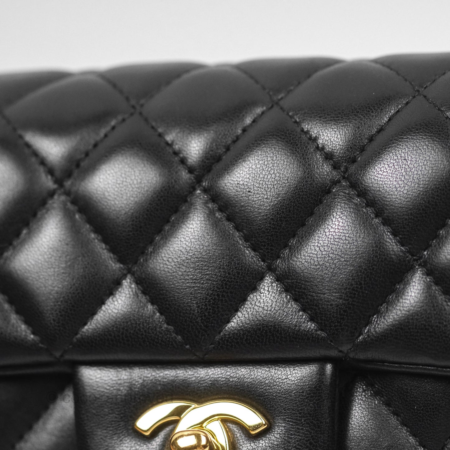 Chanel Quilted East West Flap Bag Black Lambskin Gold Hardware