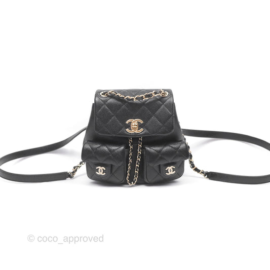 Chanel Duma Backpack Small Black Caviar Gold Hardware