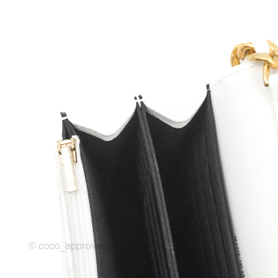 Chanel Mini Resin Chain Wallet on Chain WOC White Lambskin Gold Hardware