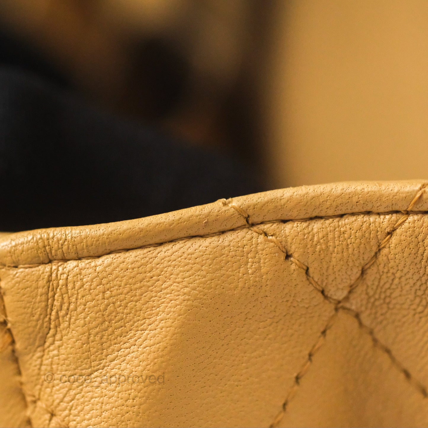 Chanel Vintage Small Classic Flap Beige Lambskin 24K Gold Hardware