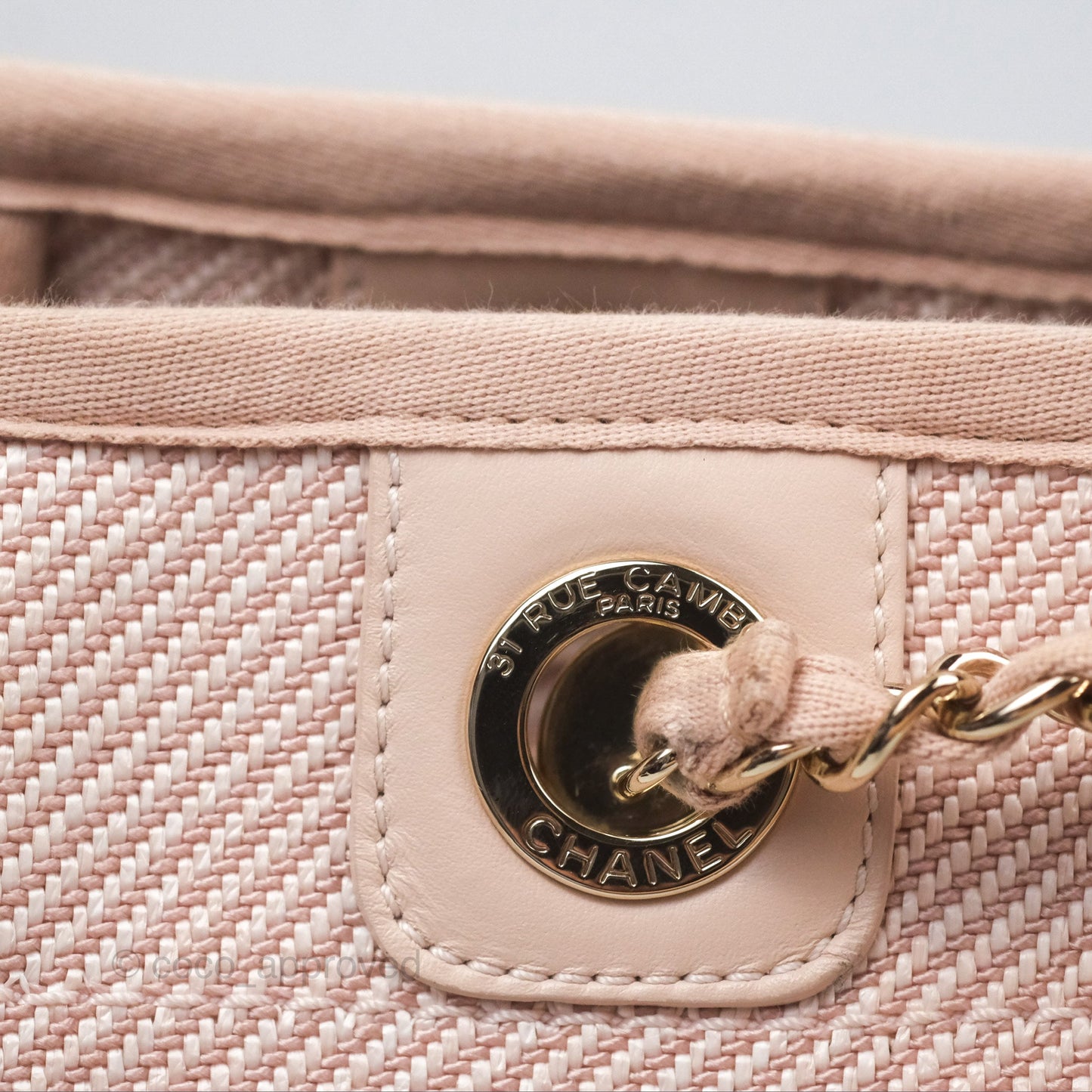 Chanel Medium Deauville Pink Canvas Gold Hardware