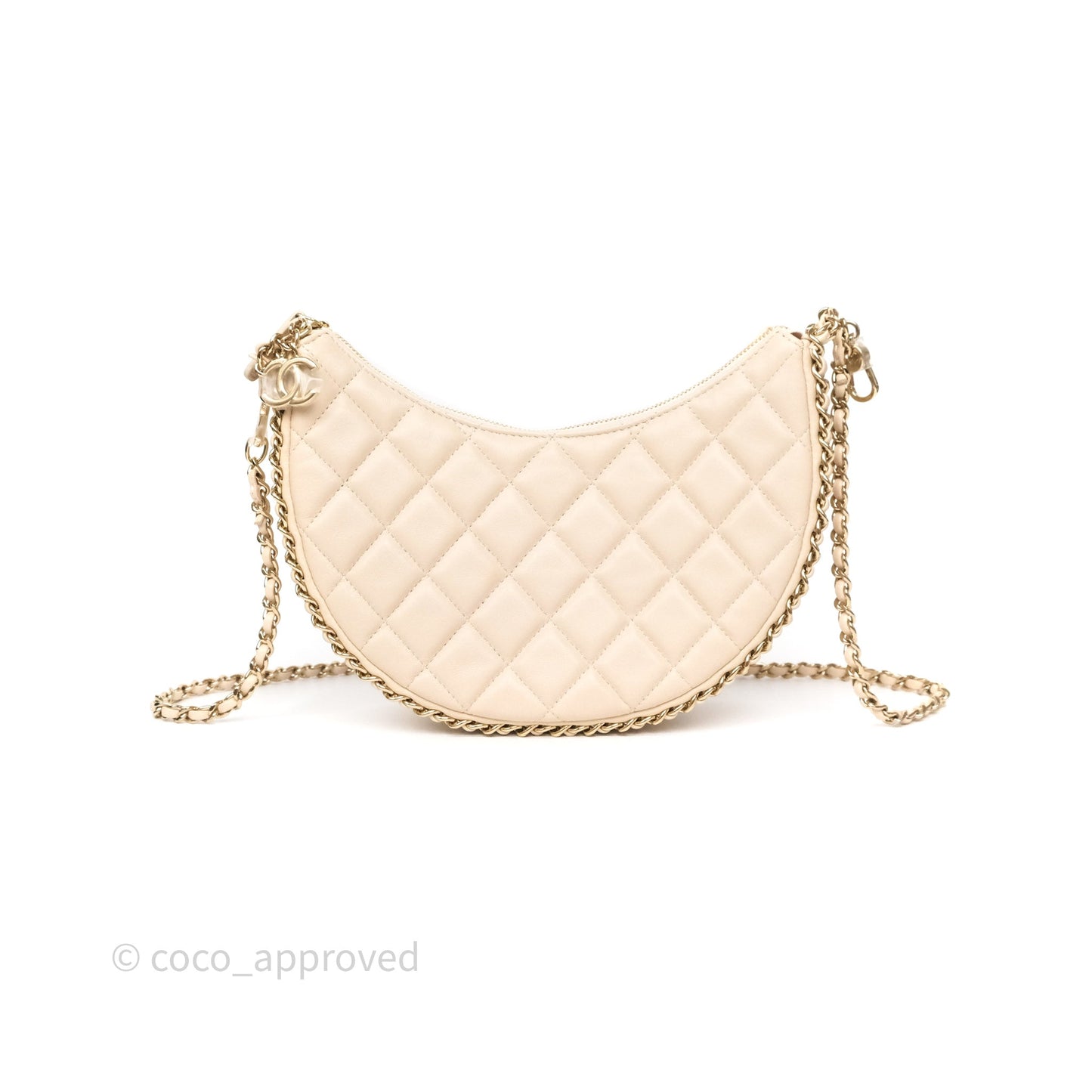 Chanel Small Hobo Bag Light Beige Lambskin Gold Hardware 23P