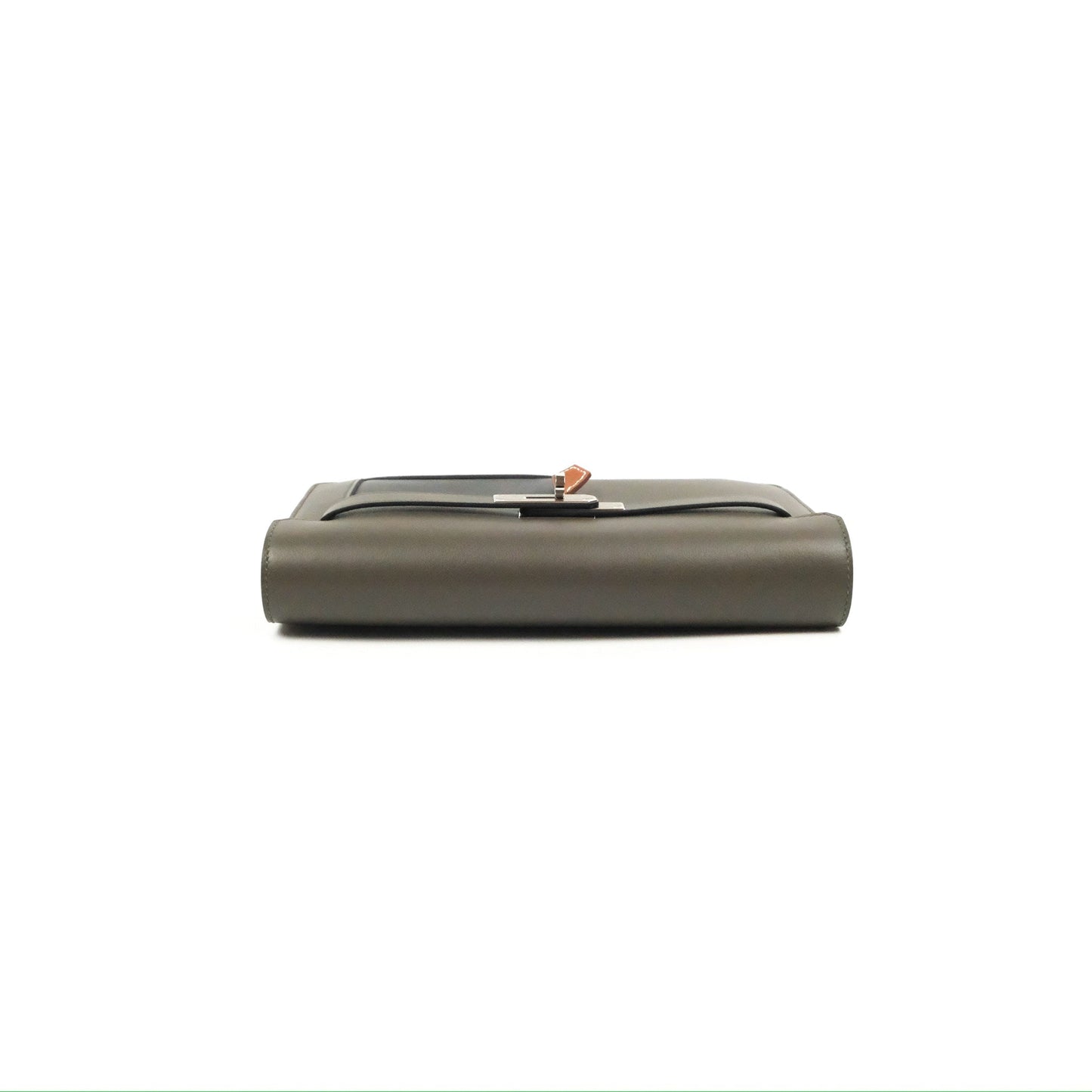 Hermès Kelly Depeches 25 Pouch Vert-De-Gris / Noir / Fauve Evercolor Evergrain & Barenia Calfskin