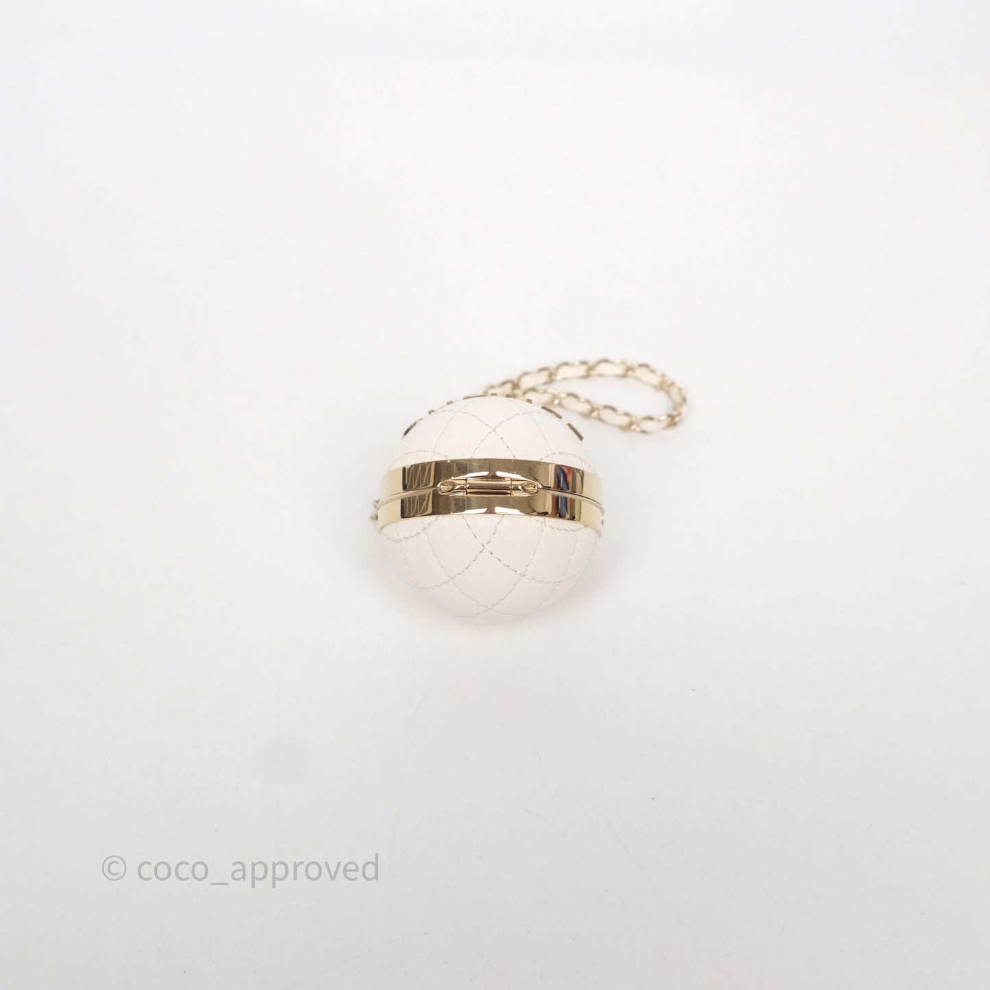 Chanel Mini Ball Bag Charm White Lambskin Gold Hardware
