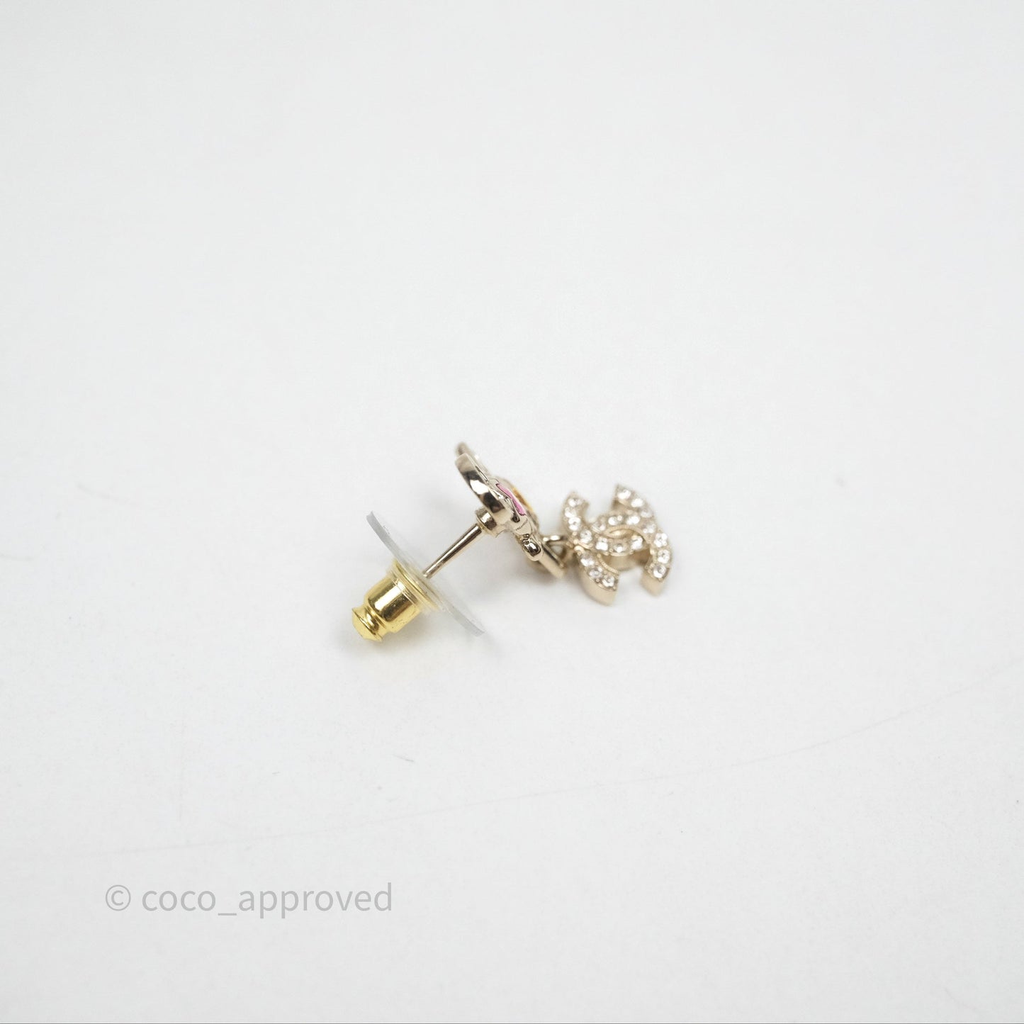 Chanel Crystal Drop CC Star Earrings Gold Tone 25P