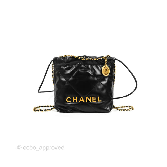 Chanel 22 Mini Bag Black Crumpled Calfskin