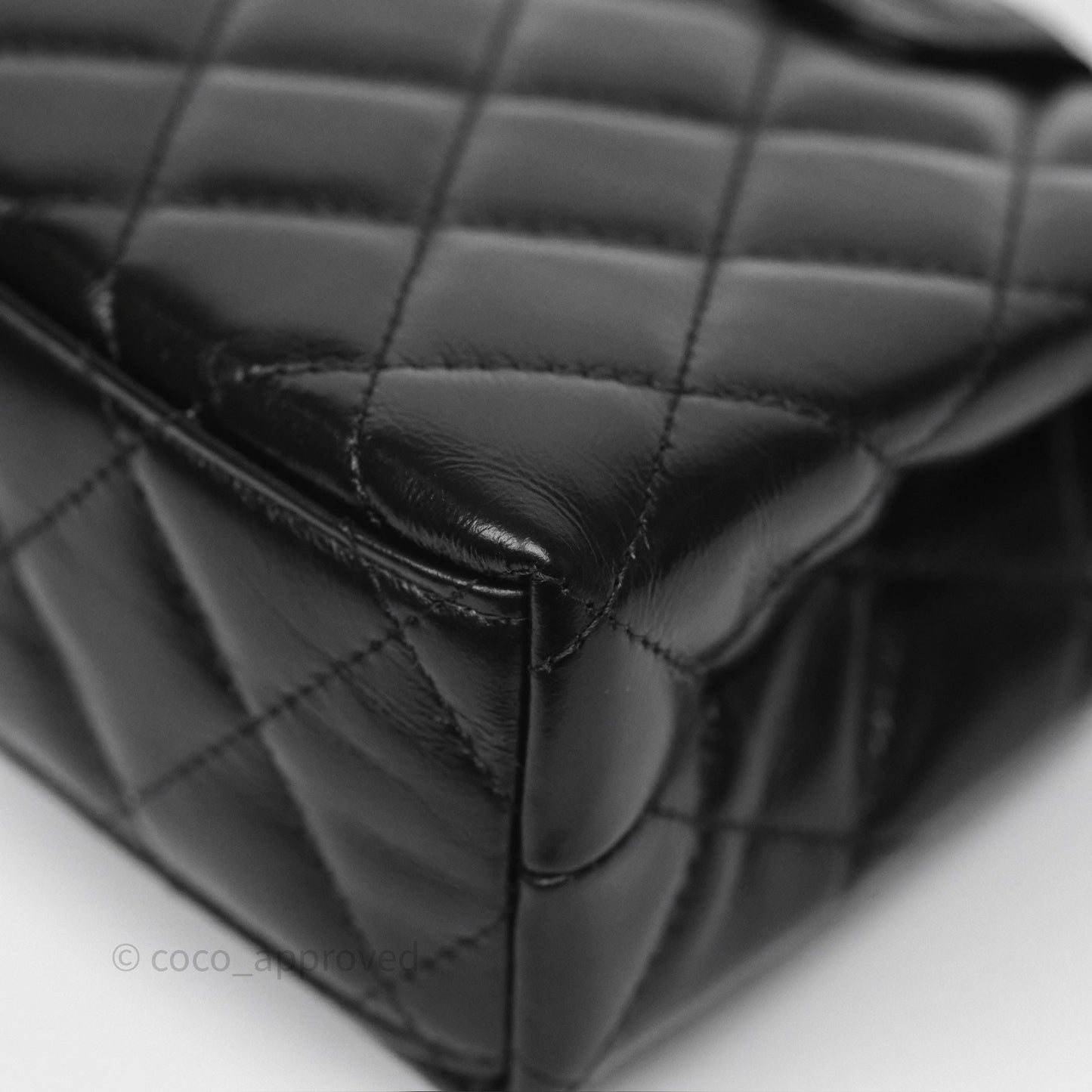 Chanel Kelly Bag Quilted Black Shiny Crumpled Calfskin Aged Gold Hardware