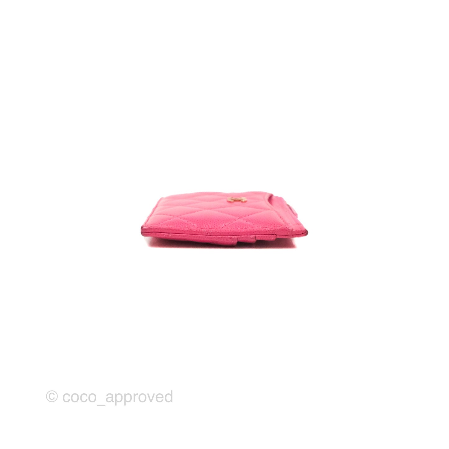 Chanel Quilted CC Zipped Card Holder Dark Pink Caviar Gold Hardware