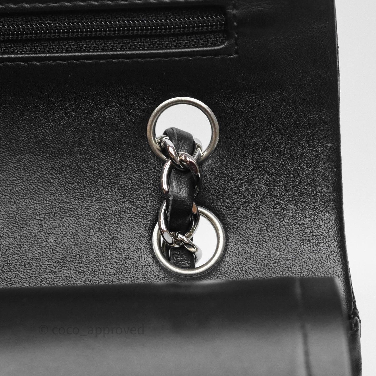 Chanel Classic M/L Medium Flap Quilted Black Lambskin Silver Hardware