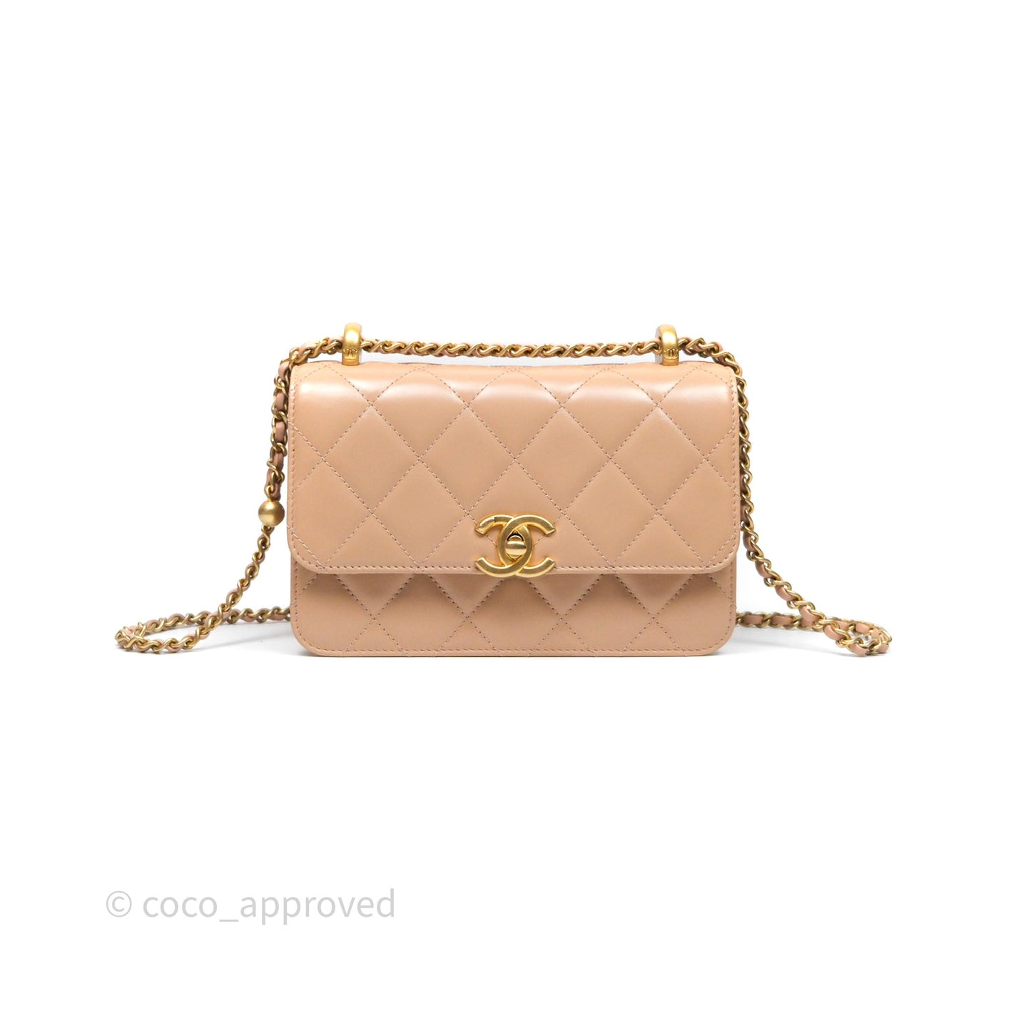 Chanel Quilted Mini Perfect Fit Adjustable Beige Calfskin Gold Hardware