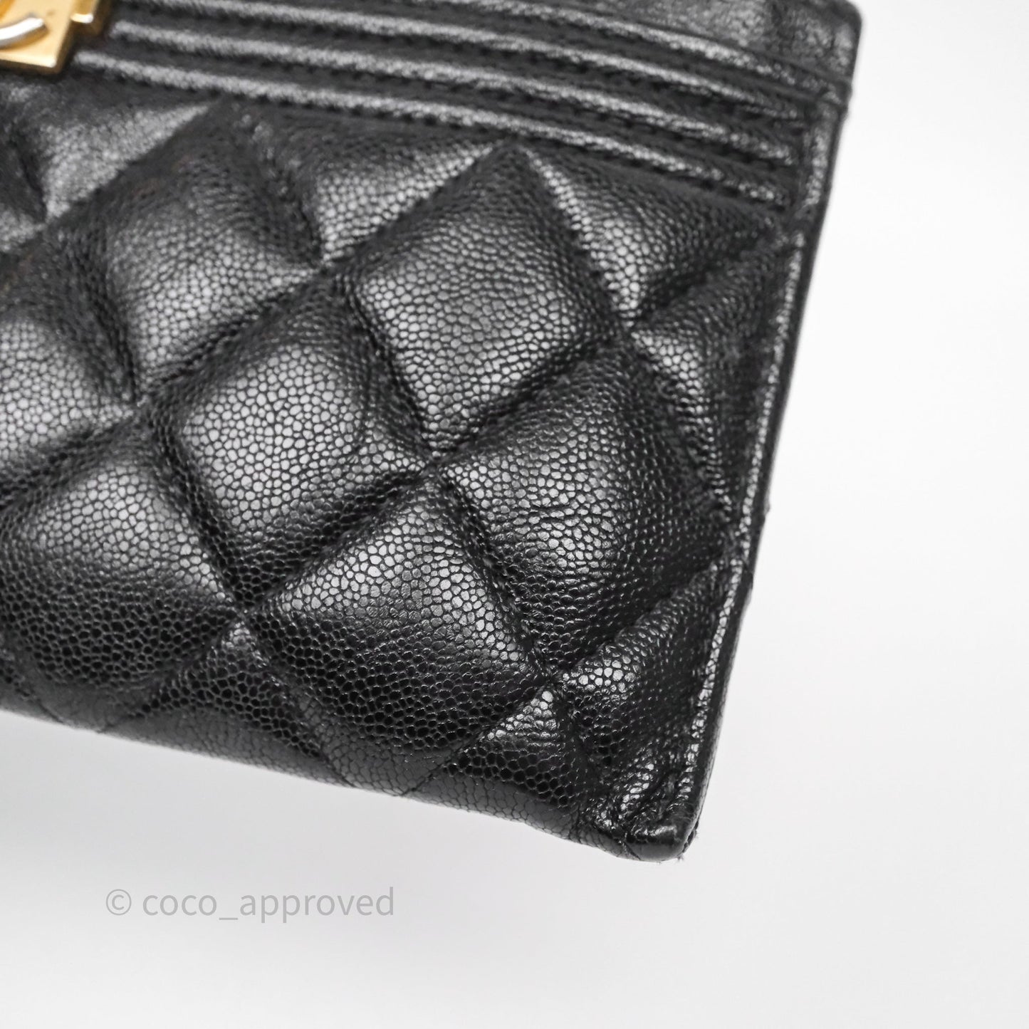 Chanel Boy Zip Long Wallet Black Caviar Gold Hardware