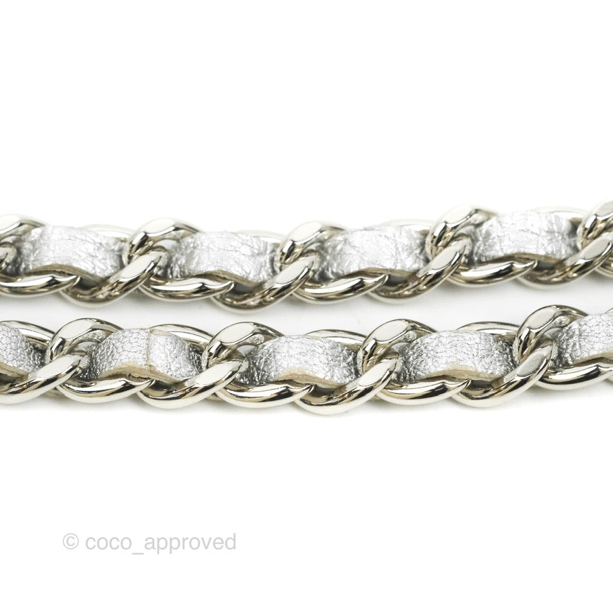 Chanel Quilted Wallet on Chain WOC Silver Lambskin Silver Hardware
