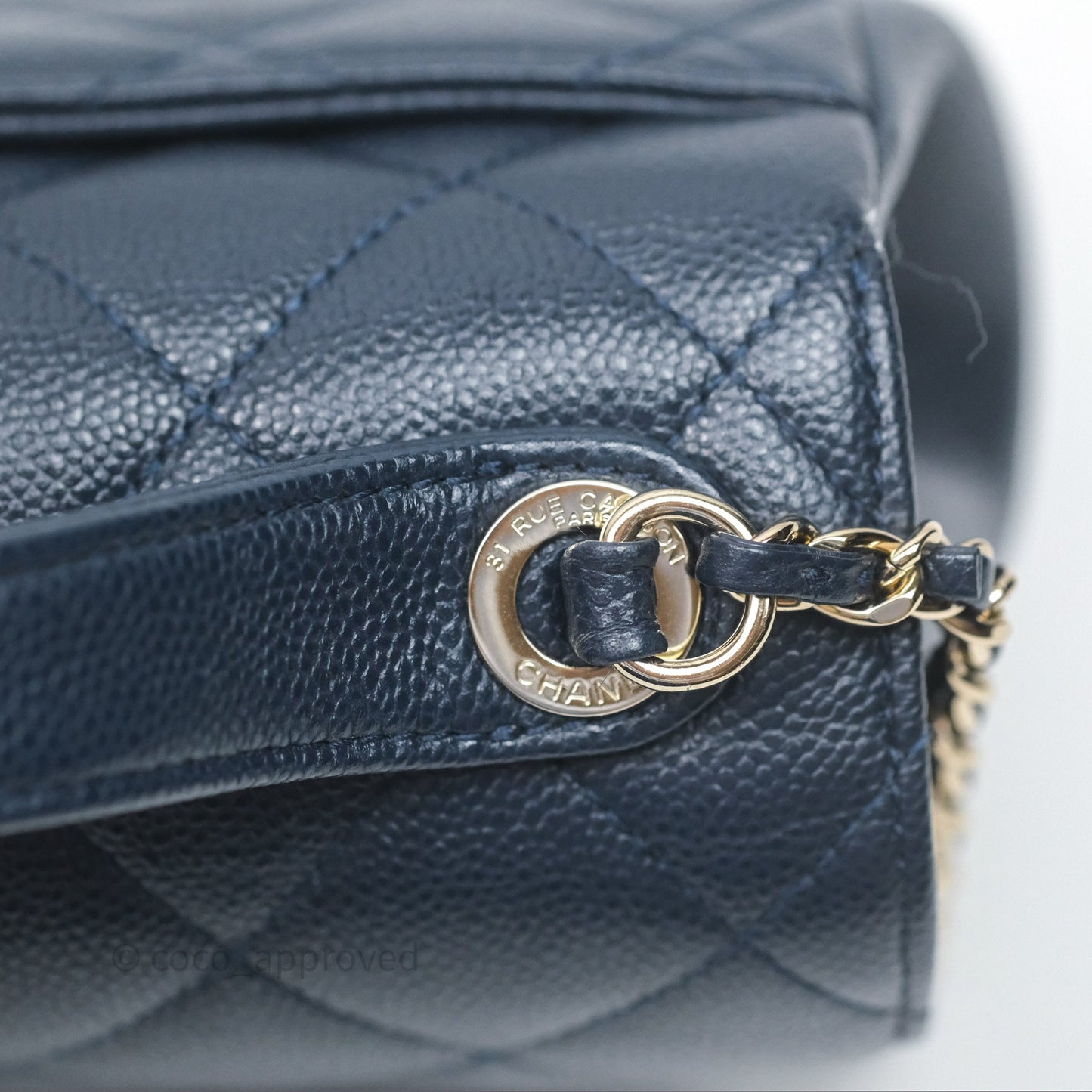 Chanel Quilted Small Business Affinity Flap Navy Caviar Gold Hardware