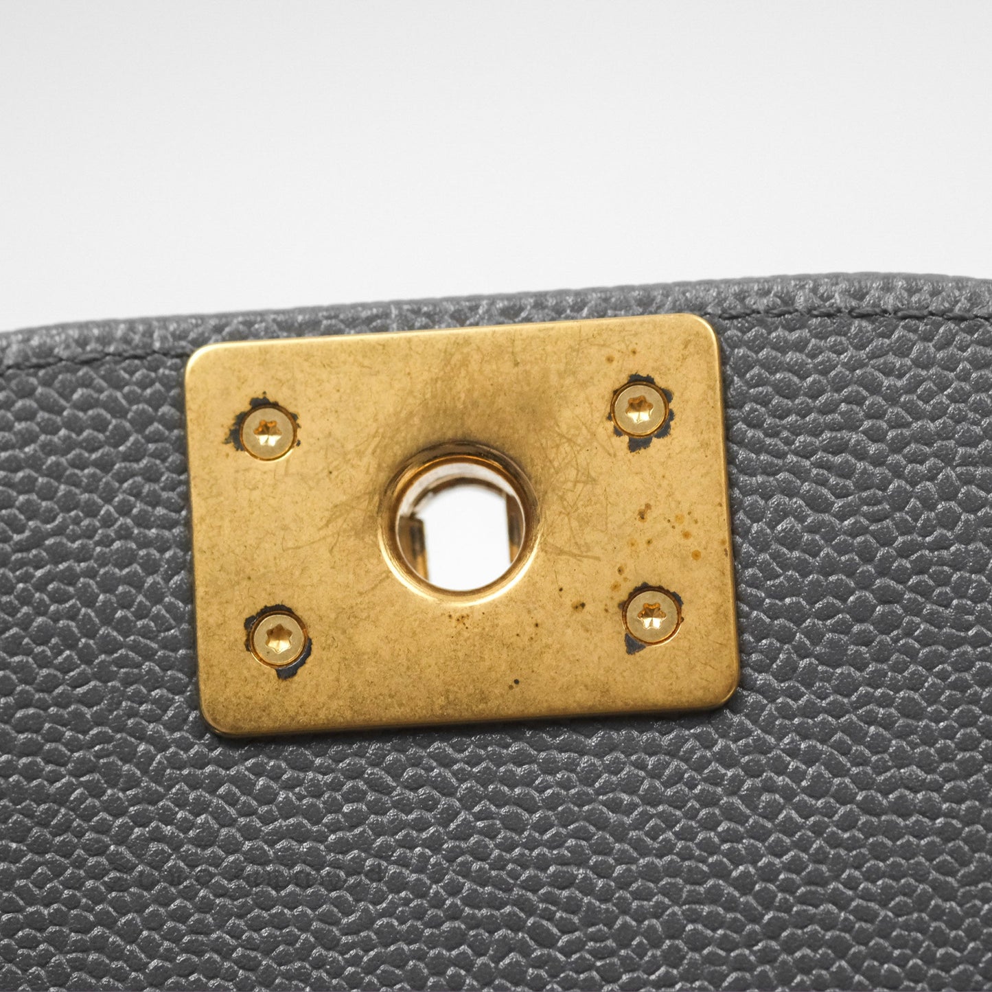 Chanel Boy Messenger Bag Grey Caviar Aged Gold Hardware
