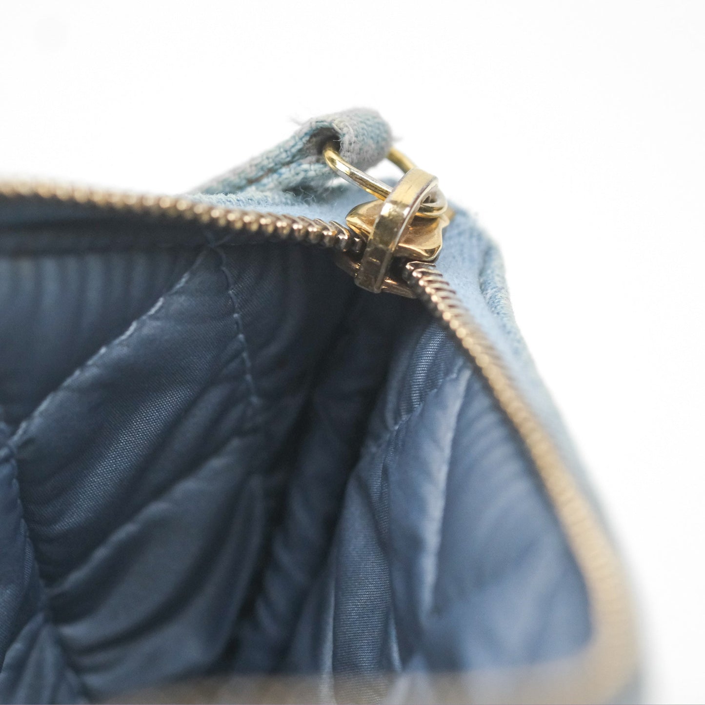 Chanel Mini Reissue O Case Quilted Light Blue Denim Aged Gold Hardware