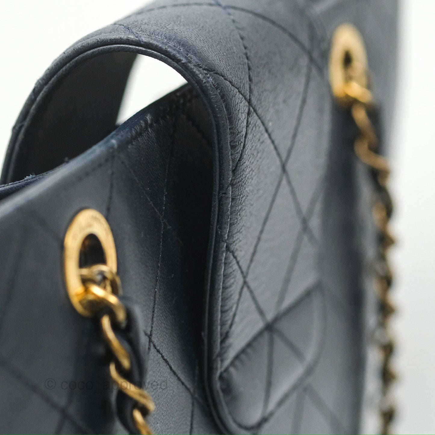 Chanel Medium Around The Corner Shopping Tote Navy Lambskin