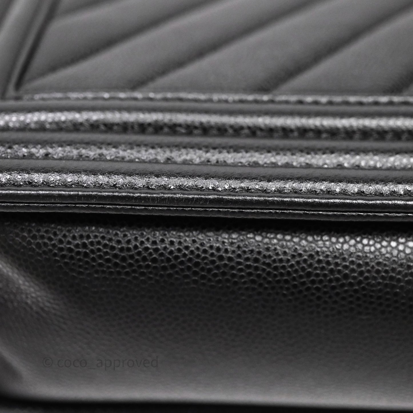 Chanel Medium Boy Chevron Black Caviar Ruthenium Hardware