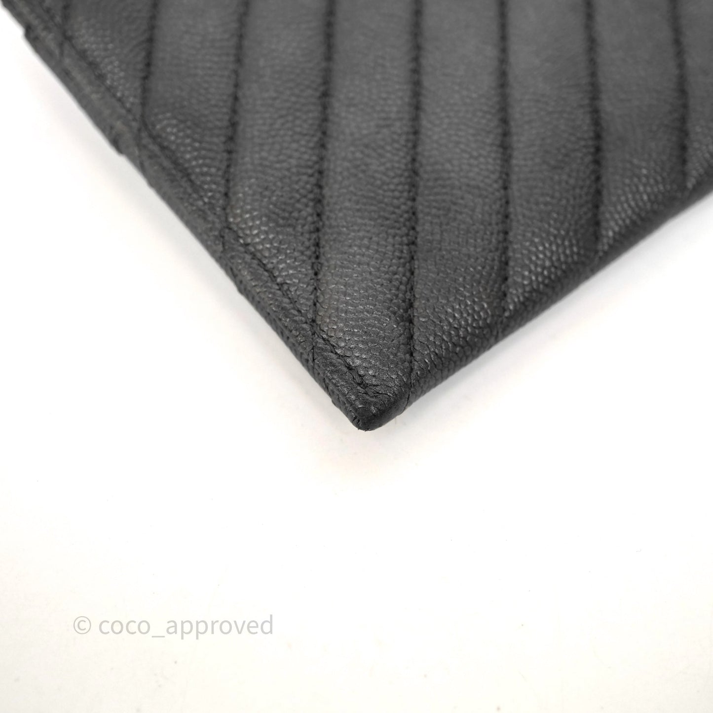 Chanel Chevron Zip Long Wallet Grey Caviar Gold Hardware
