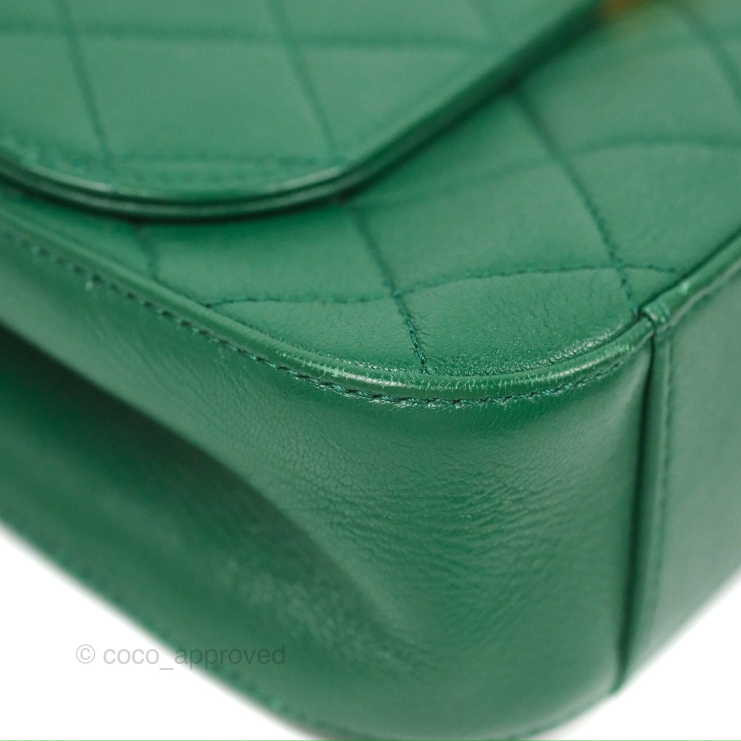 Chanel Chain Infinity Top Handle Bag Green Lambskin Aged Gold Hardware