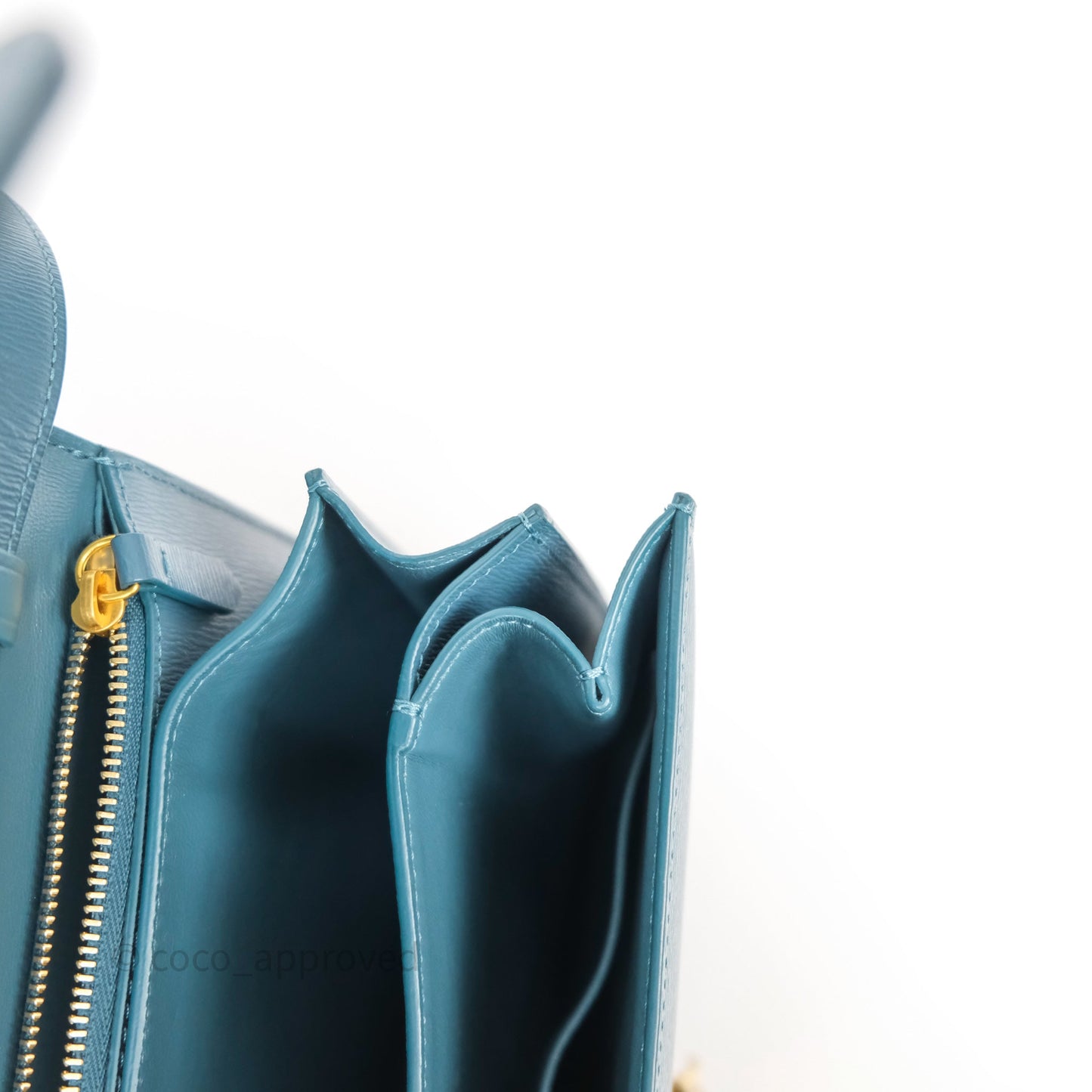 Celine Medium Classic Box Flap Blue Green Calfskin Gold Hardware