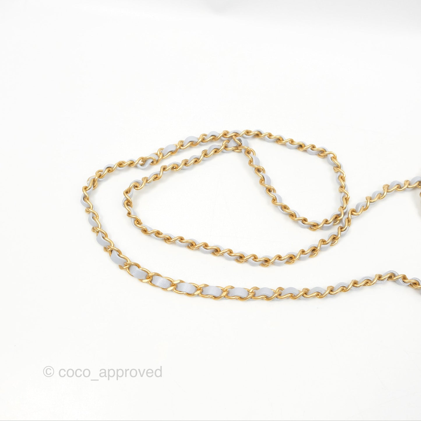 Chanel Mini Flap Bag with Pearl Chain Pearly Light Blue Lambskin Aged Gold Hardware 24P