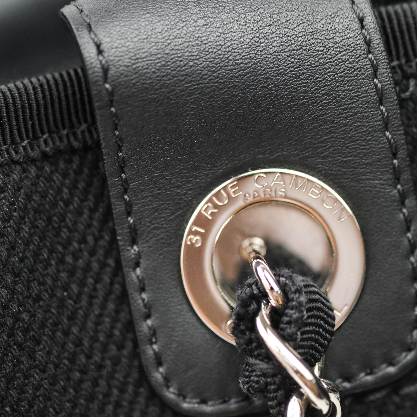Chanel Medium Deauville Black Canvas Imitation Pearl