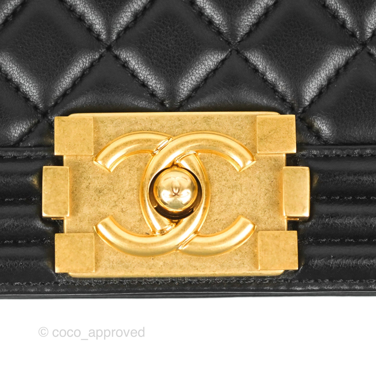 Chanel Quilted Medium Boy Black Lambskin Aged Gold Hardware