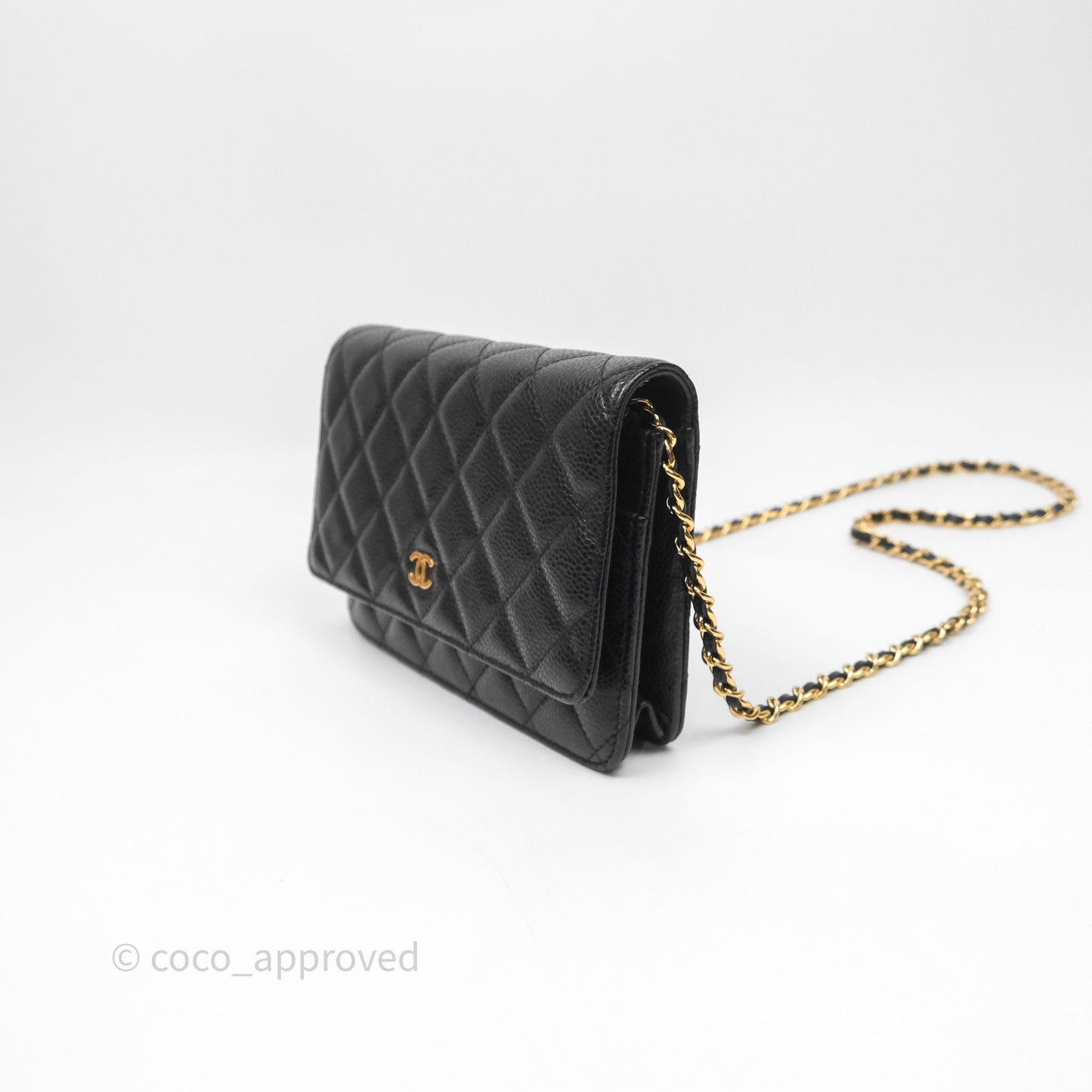 Chanel Quilted WOC Black Caviar Gold Hardware