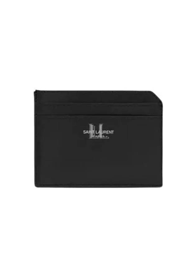 Luxury Saint Laurent Paris Open Smooth Leather Card Wallet Black