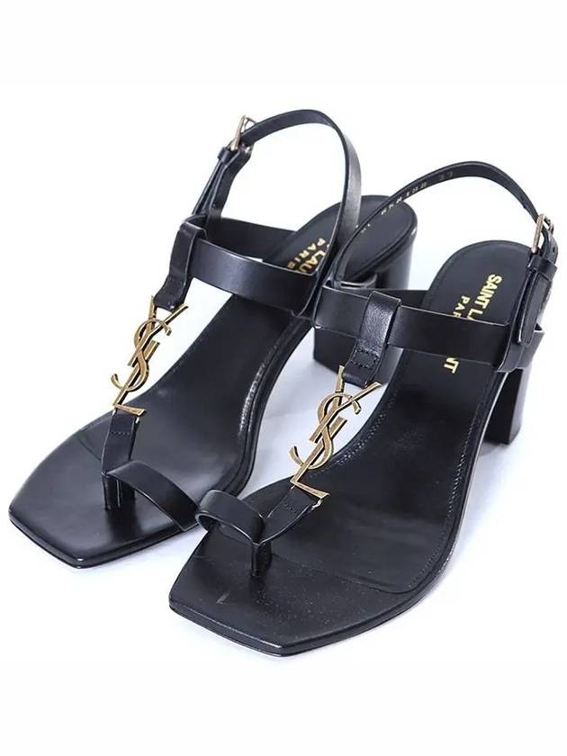 Luxury Saint Laurent Cassandra Sandal Heels Black