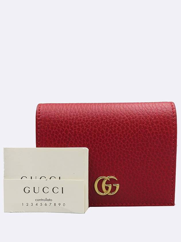 Luxury Gucci Trending 2025 Luxury Gucci Trending 2025 456126 Red Leather GG Marmont Card Half Wallet
