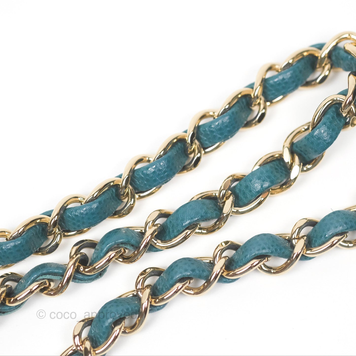 Chanel Mini Square Flap Chevron Teal Caviar Gold Hardware