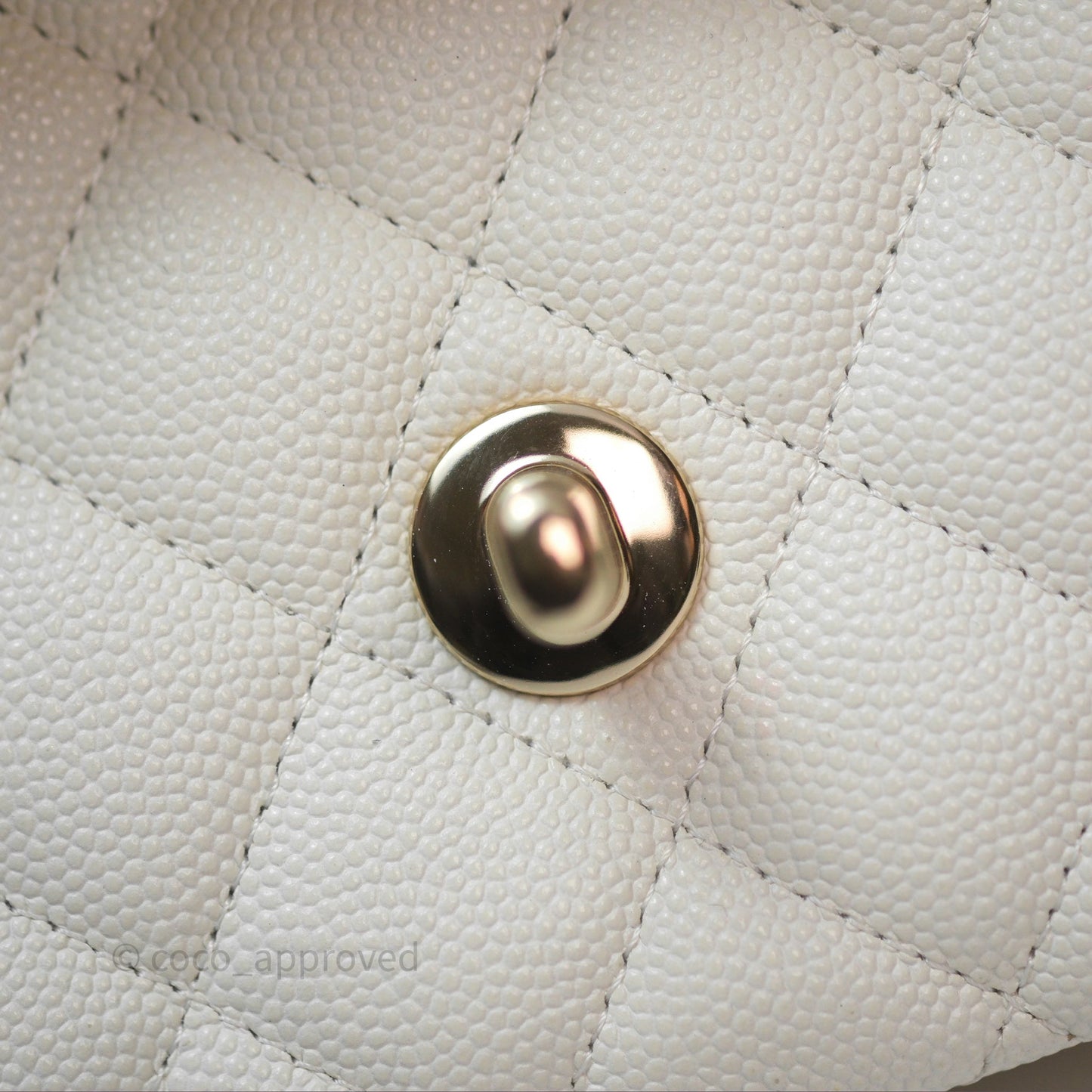 Chanel M/L Medium Classic Flap Quilted White Caviar Gold Hardware