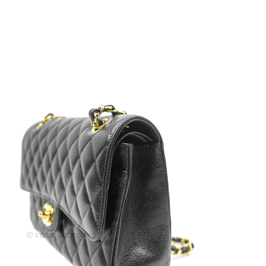 Chanel Classic Double Flap M/L Black Caviar Gold Hardware