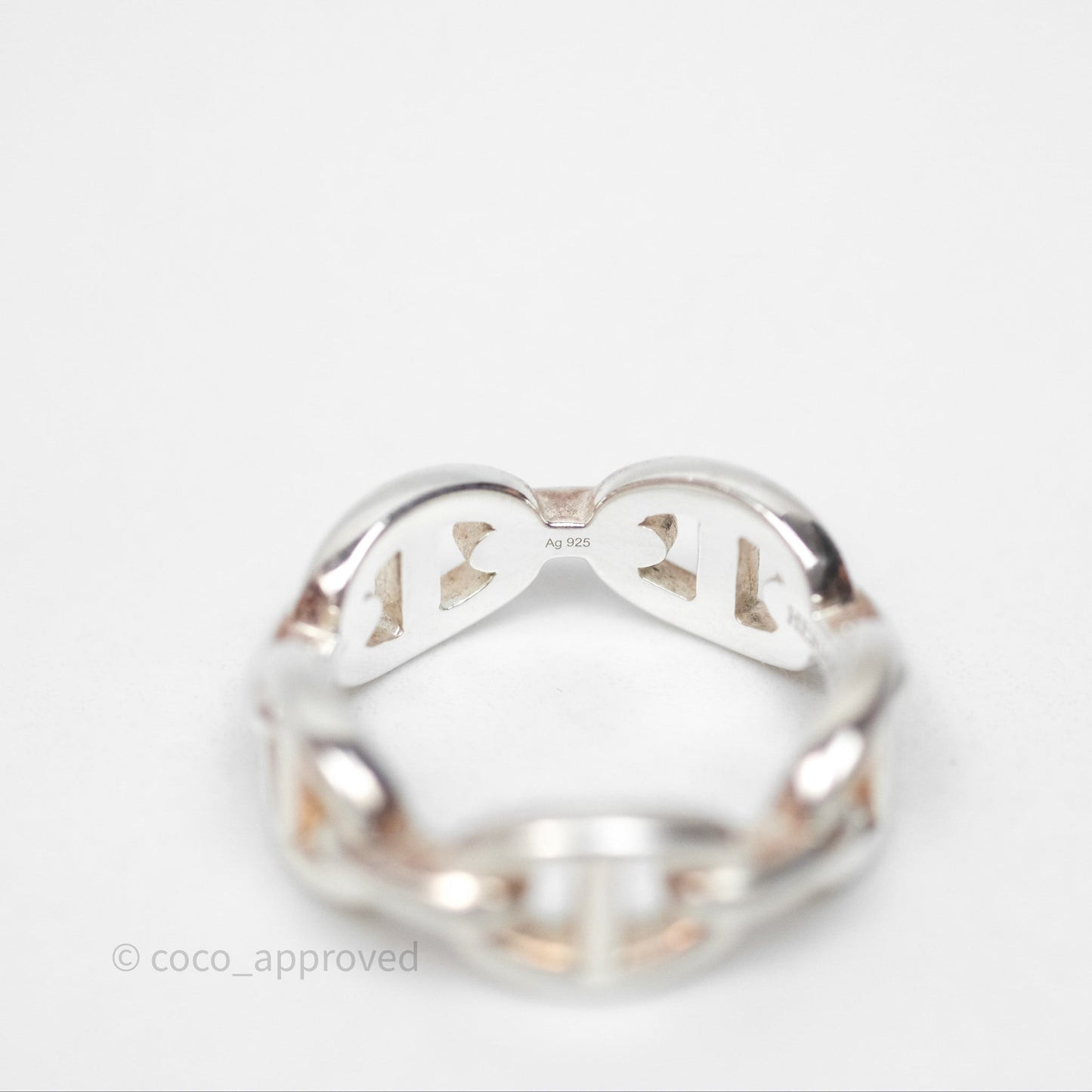 Hermès Sterling Silver PM Chaine d'Ancre Enchainee Band Ring 54