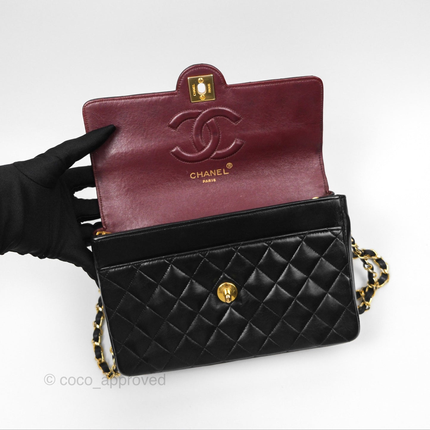 Chanel Vintage Mini Circled CC Flap Bag Black Lambskin 24K Gold Hardware