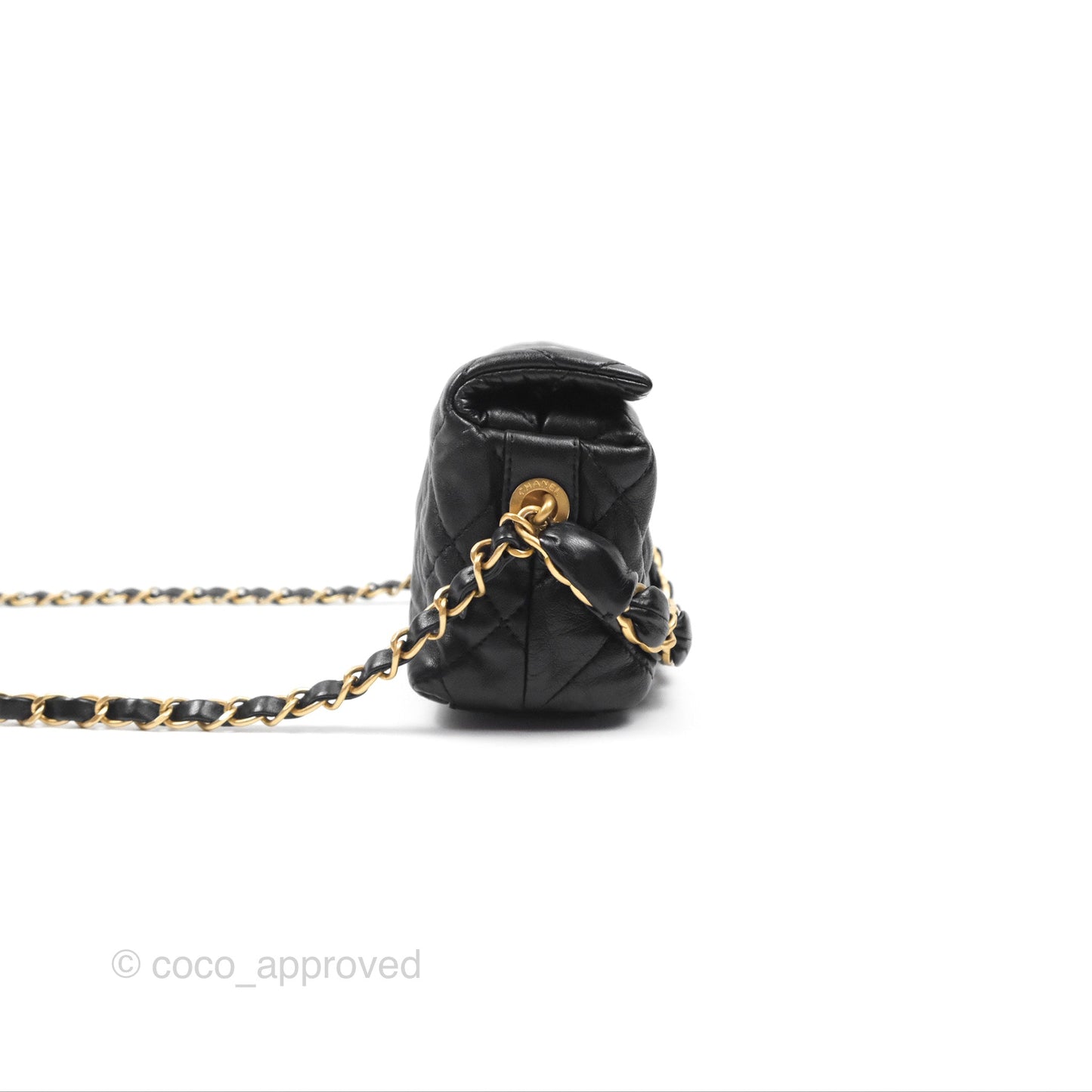 Chanel Small Hobo Bag Crumpled Black Lambskin Aged Gold Hardware 21S