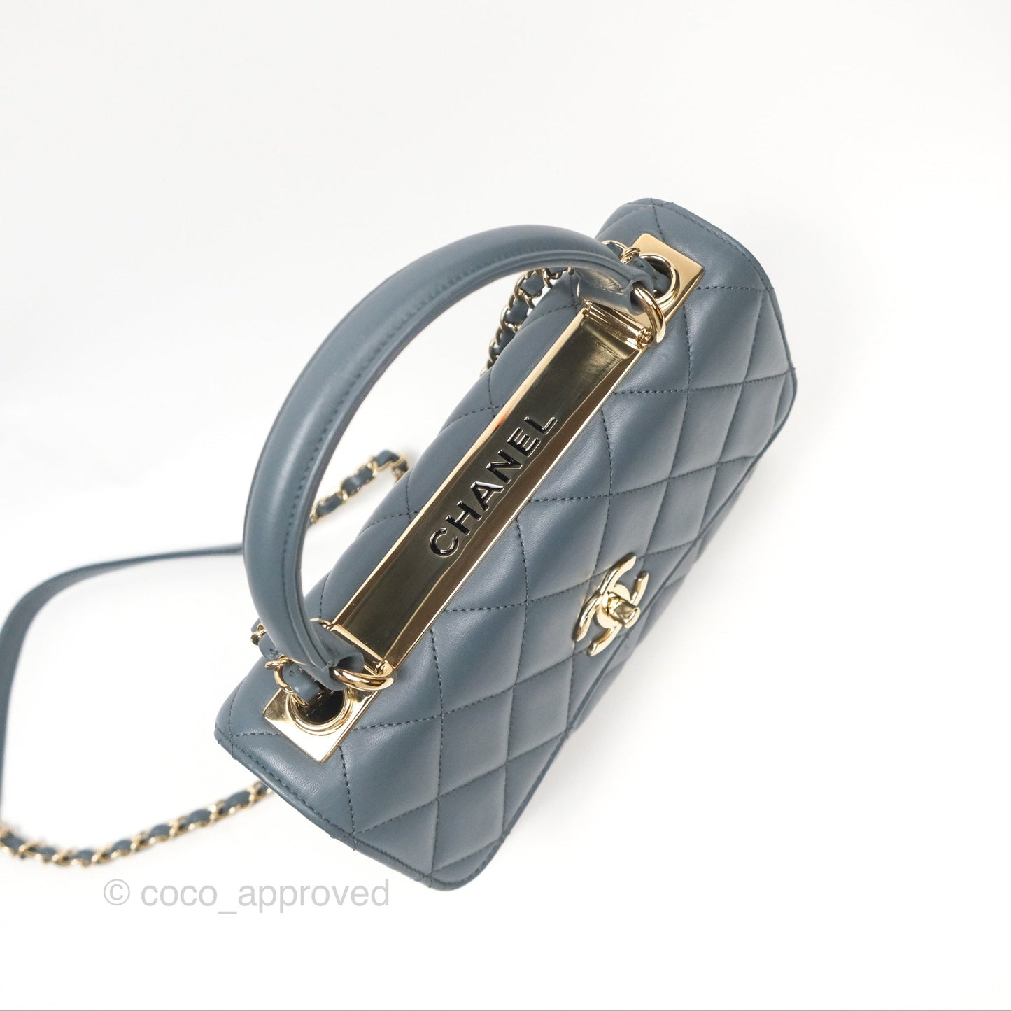Chanel Small Trendy CC Grey Blue Lambskin Gold Hardware