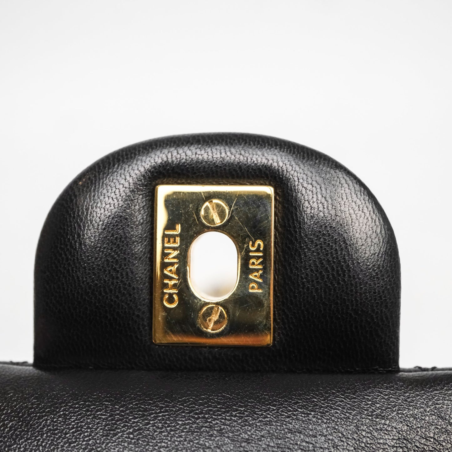 Chanel Classic M/L Medium Flap Quilted Black Lambskin Gold Hardware