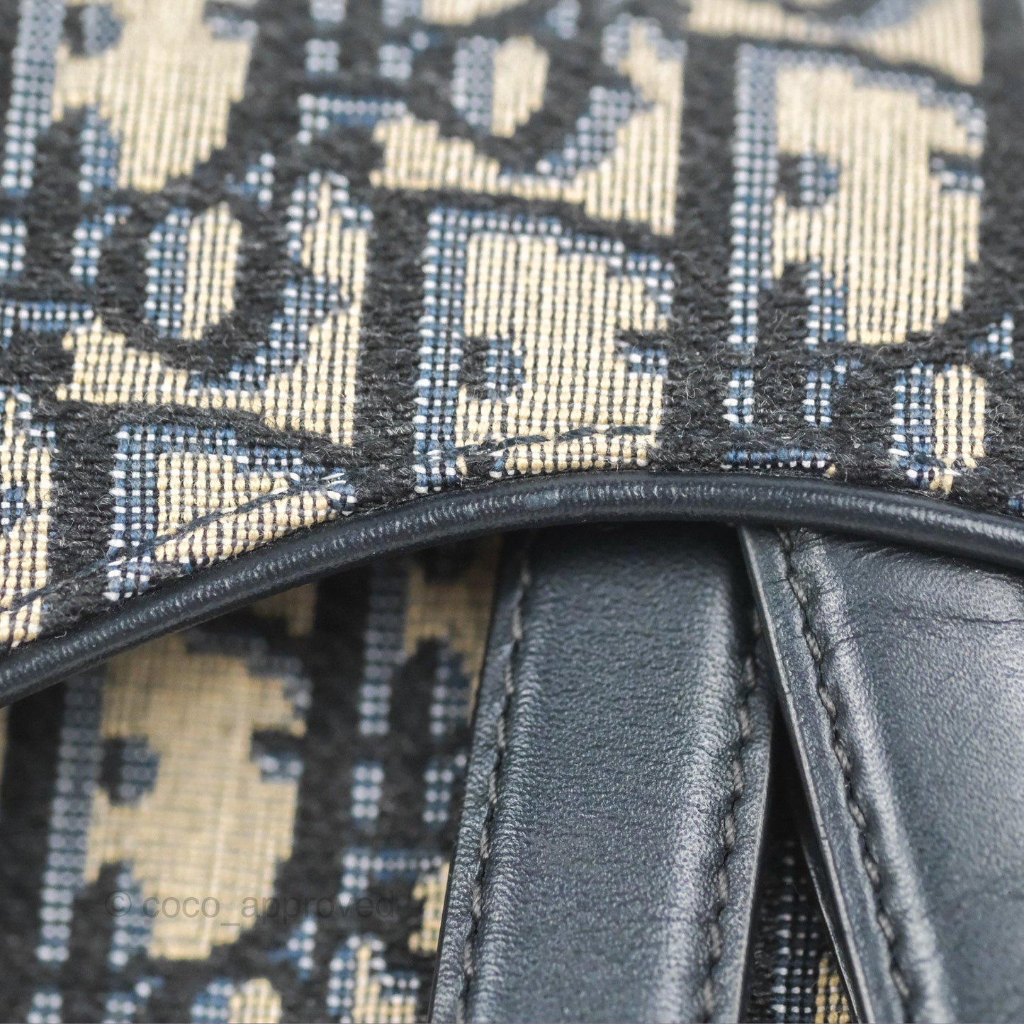 Christian Dior Mini Saddle Bag Blue Oblique Jacquard Gold Hardware
